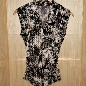 Vince Camuto Womens Black White Sleeveless With Ruching Detail Medium